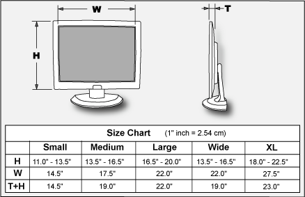 Lcd Monitor Dimensions Chart